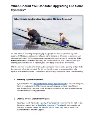 When Should You Consider Upgrading Old Solar Systems?