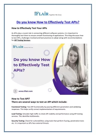 Do you know How to Effectively Test APIs