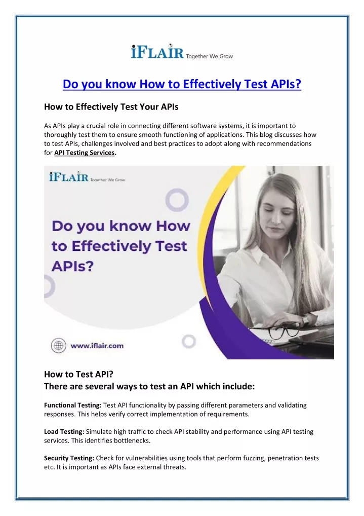 do you know how to effectively test apis