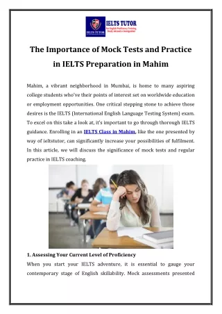 The Importance of Mock Tests and Practice in IELTS Preparation in Mahim