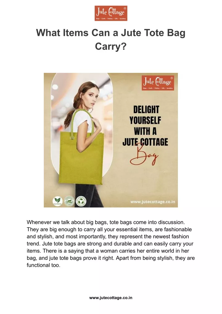 what items can a jute tote bag carry