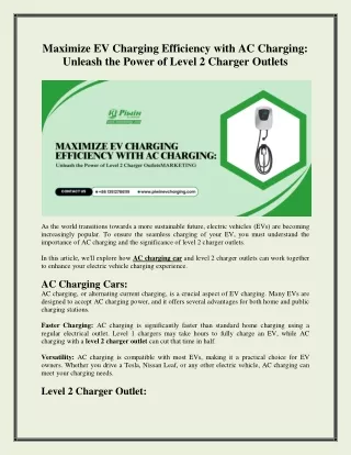 Ac Car Charging - Level 2 Charger Outlet for Sale New
