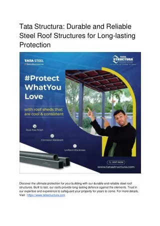 tata structura durable and reliable steel roof structures for long lasting protection