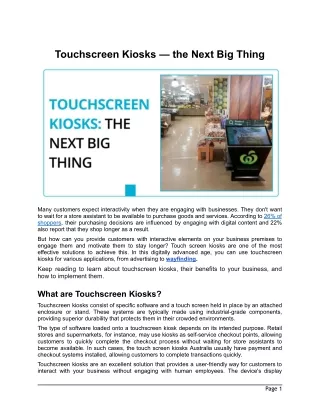 Touchscreen Kiosks_ The Next Big Thing
