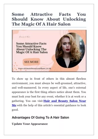 Some Attractive Facts You Should Know About Unlocking The Magic Of A Hair Salon.