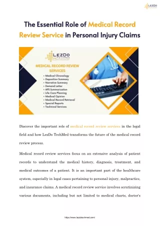 The Essential Role of Medical Record Review Service in Personal Injury Claims
