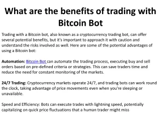 what are the benefits of trading with bitcoin bot