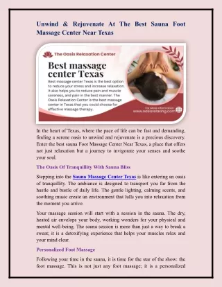 Best Massage Center Texas