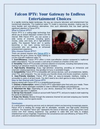 Falcon IPTV: Your Gateway to Endless Entertainment Choices