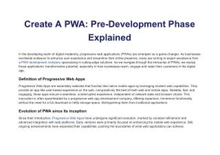 create a pwa pre development phase explained
