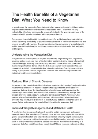 The Health Benefits of a Vegetarian Diet_ What You Need to Know