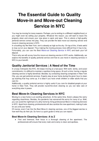 the essential guide to quality move in and move