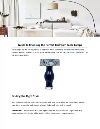 Guide to Choosing the Perfect Bedroom Table Lamps