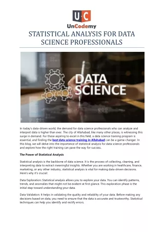 statistical analysis for data science