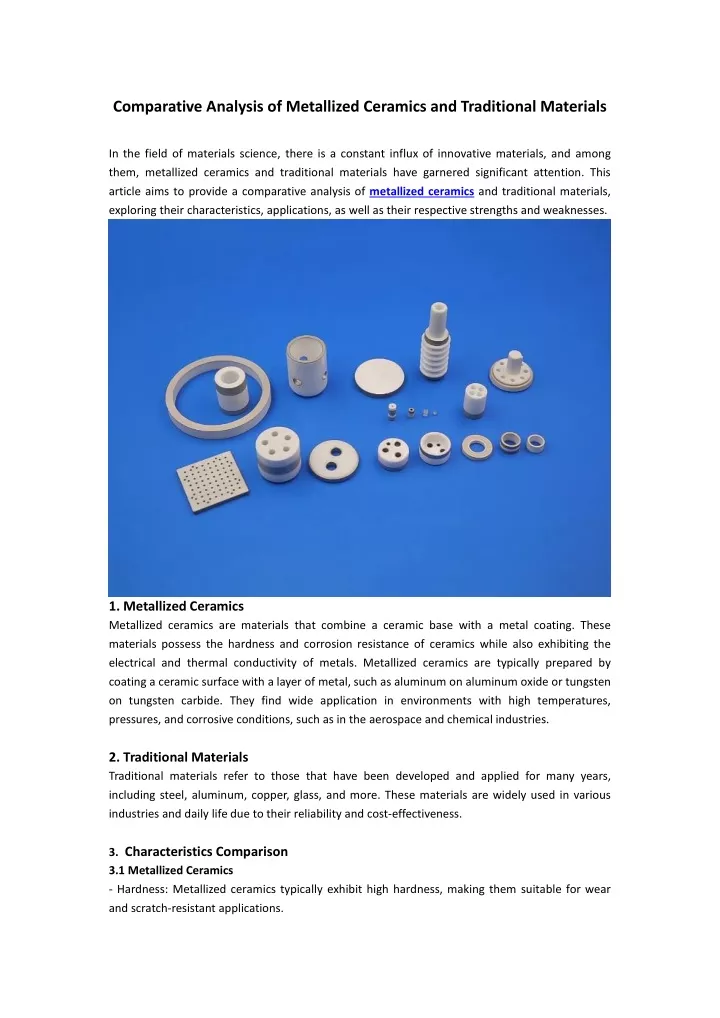 comparative analysis of metallized ceramics