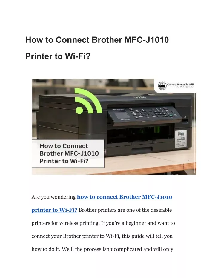 how to connect brother mfc j1010