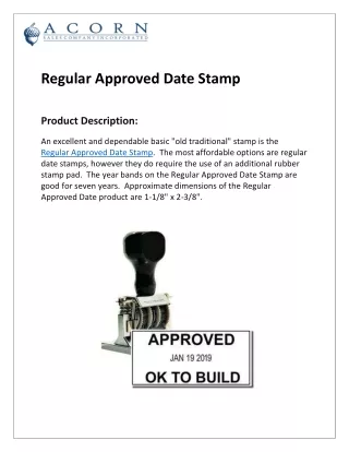 Regular Approved Date Stamp | Acorn Sales