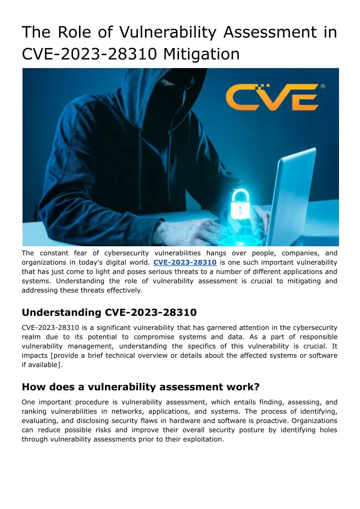 the role of vulnerability assessment in cve 2023