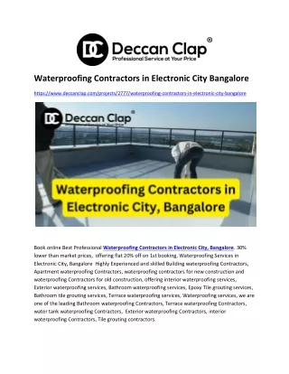Waterproofing Contractors in Electronic City Bangalore