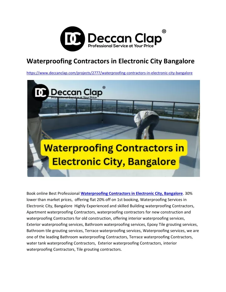 waterproofing contractors in electronic city