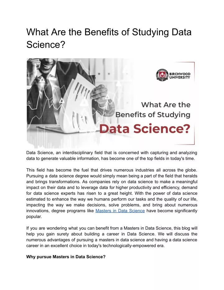 what are the benefits of studying data science
