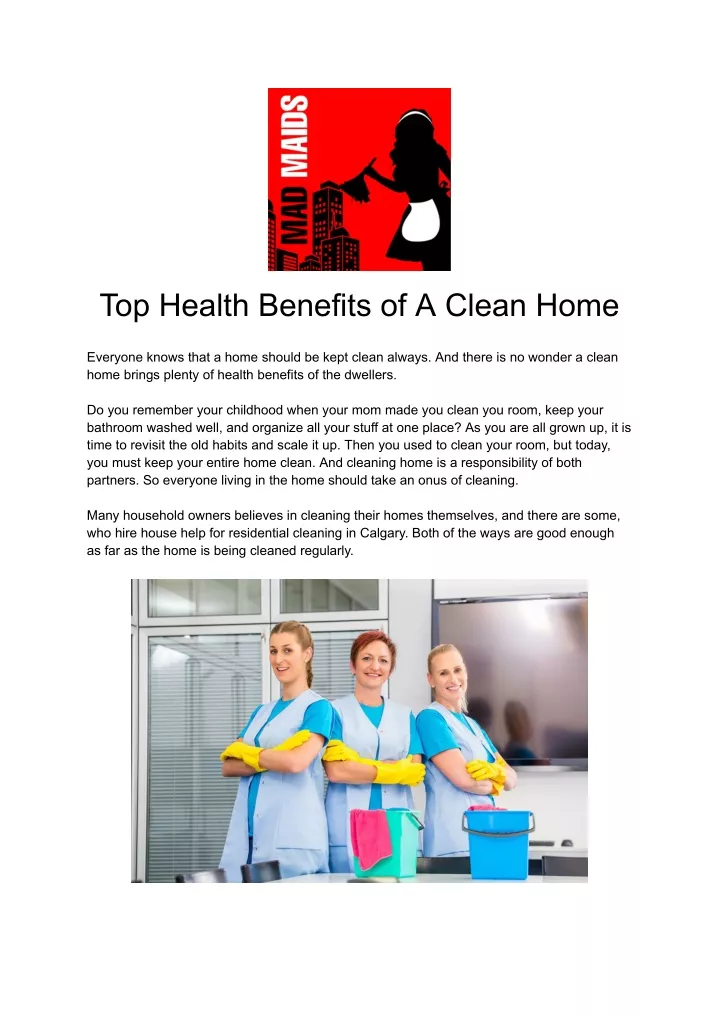 top health benefits of a clean home