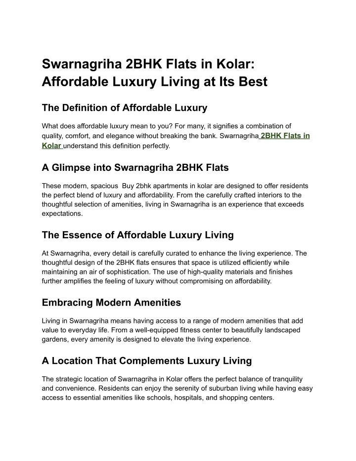 swarnagriha 2bhk flats in kolar affordable luxury