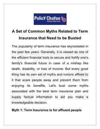 a set of common myths related to term