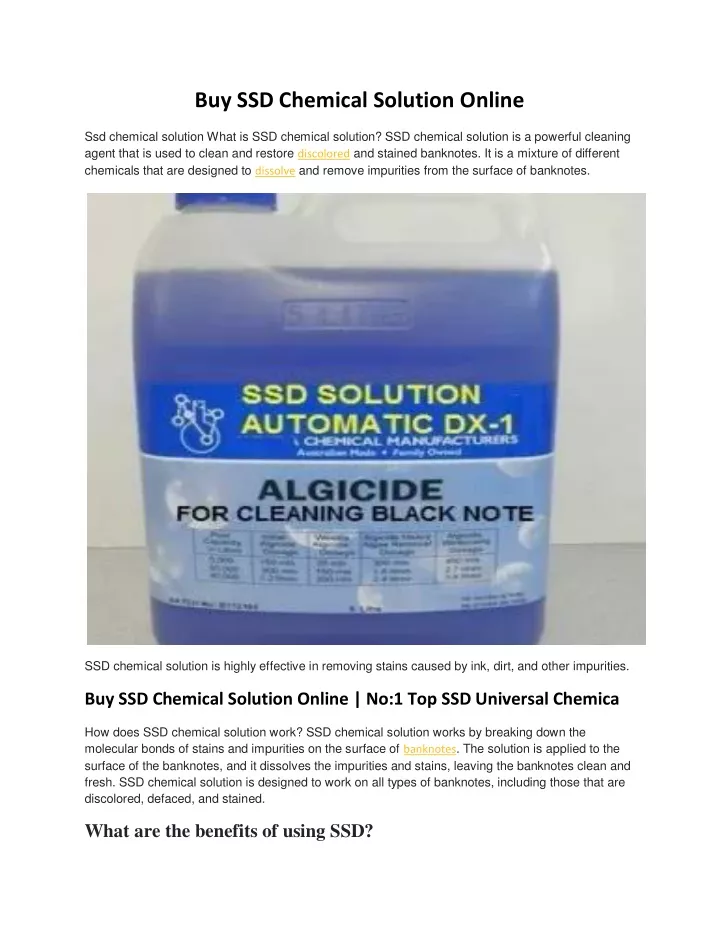 buy ssd chemical solution online