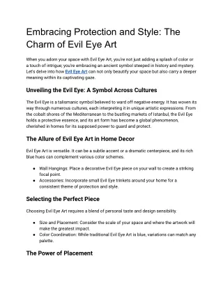 Embracing Protection and Style_ The Charm of Evil Eye Art