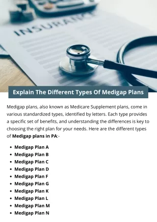 Explain The Different Types Of Medigap Plans