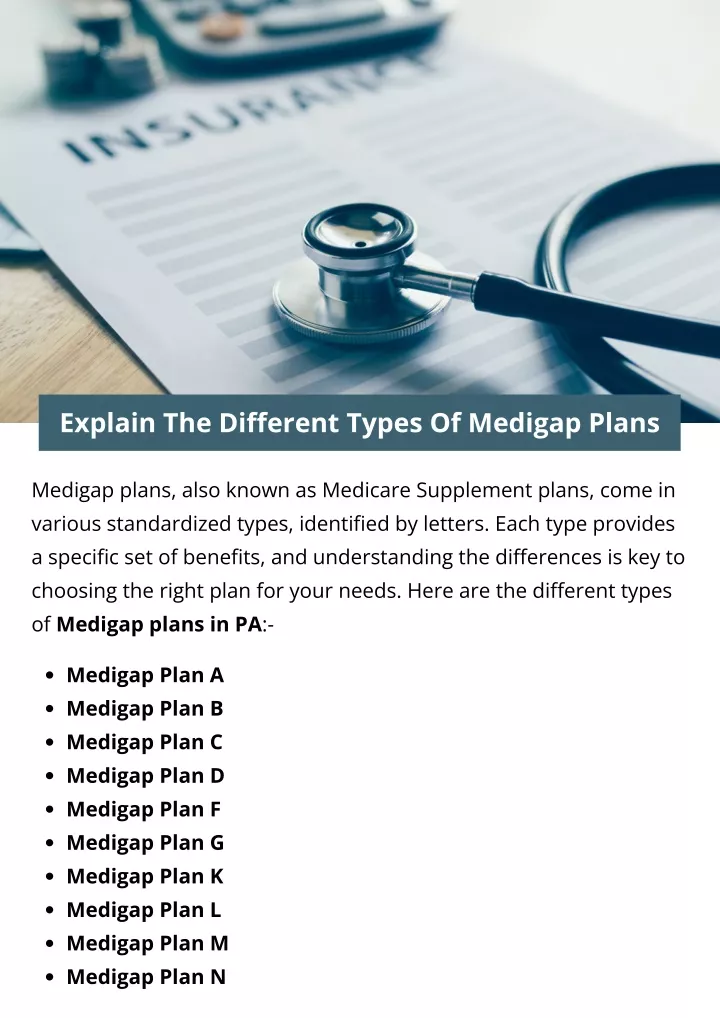 explain the different types of medigap plans