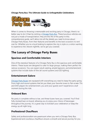 Chicago Party Bus: The Ultimate Guide to Unforgettable Celebrations