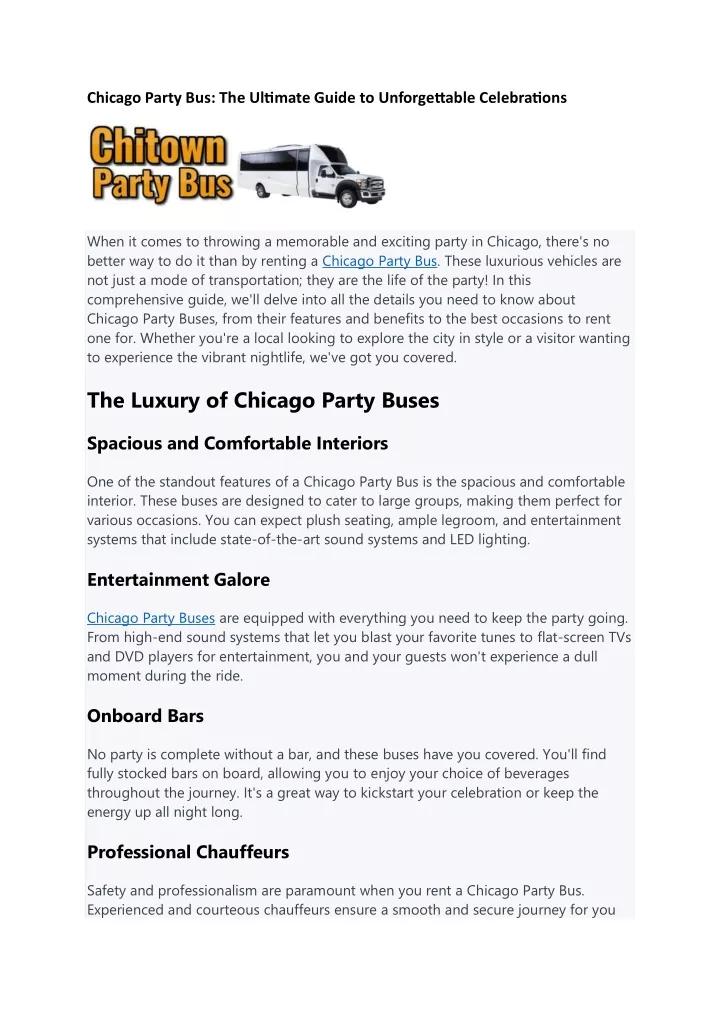chicago party bus the ultimate guide