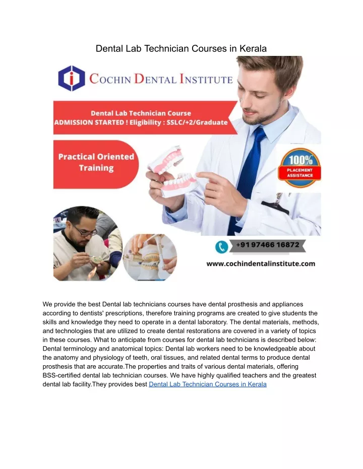 dental lab technician courses in kerala