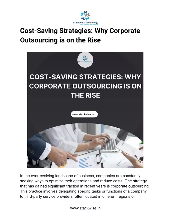 cost saving strategies why corporate outsourcing