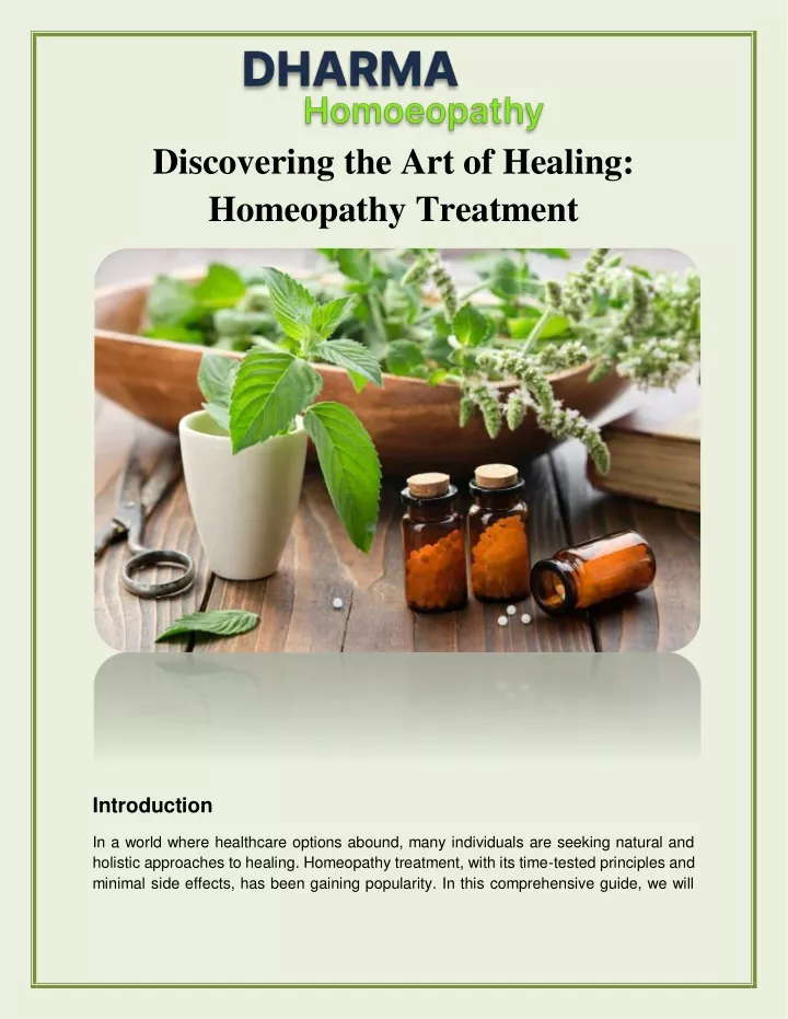 discovering the art of healing homeopathy