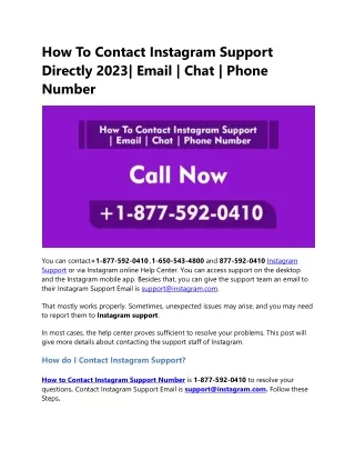 How To Contact Instagram Support Directly 2023 | Email | Chat | 24*7Phone Number