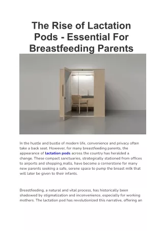 Lactation Pods - Essential For Breastfeeding Parents