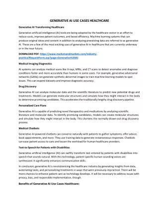 generative ai use cases healthcare generative
