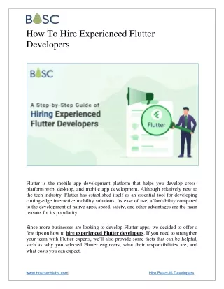 how to hire experienced flutter developers