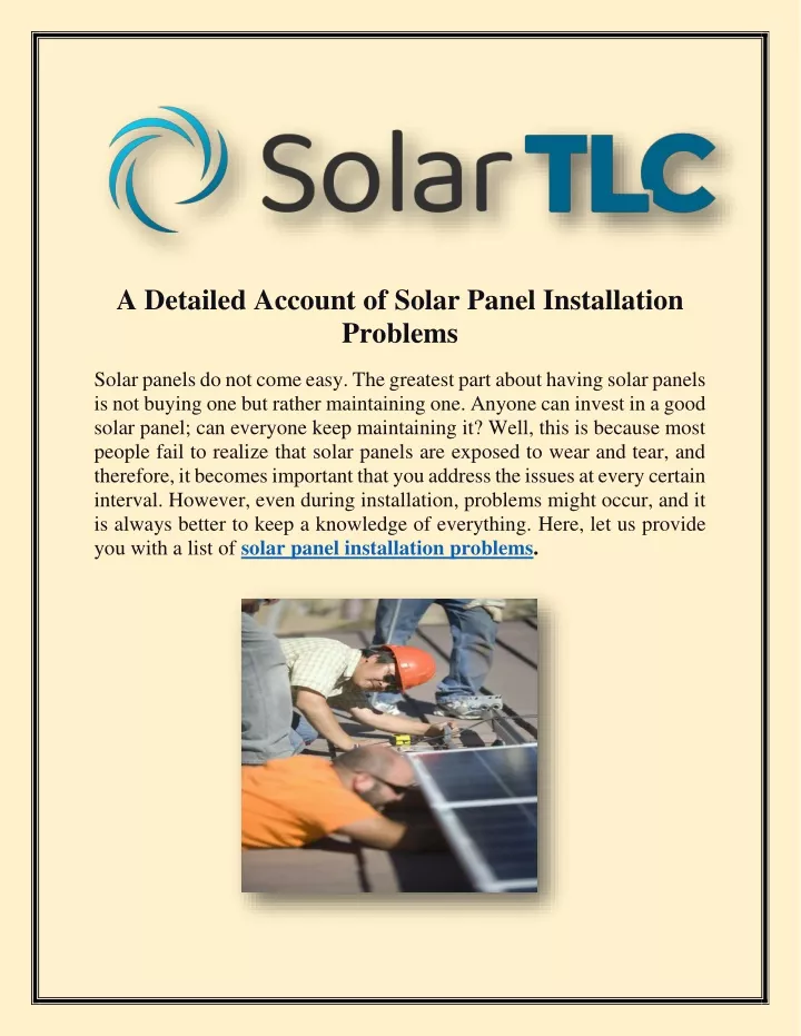 a detailed account of solar panel installation