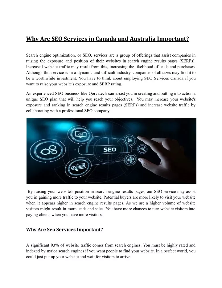 why are seo services in canada and australia