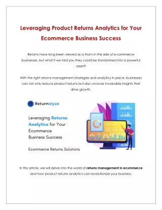 Leveraging Product Returns Analytics for Your Ecommerce Business Success