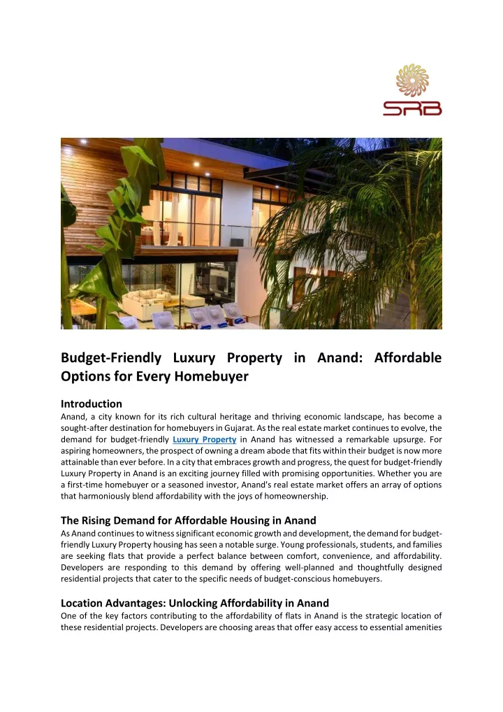 budget friendly luxury property in anand