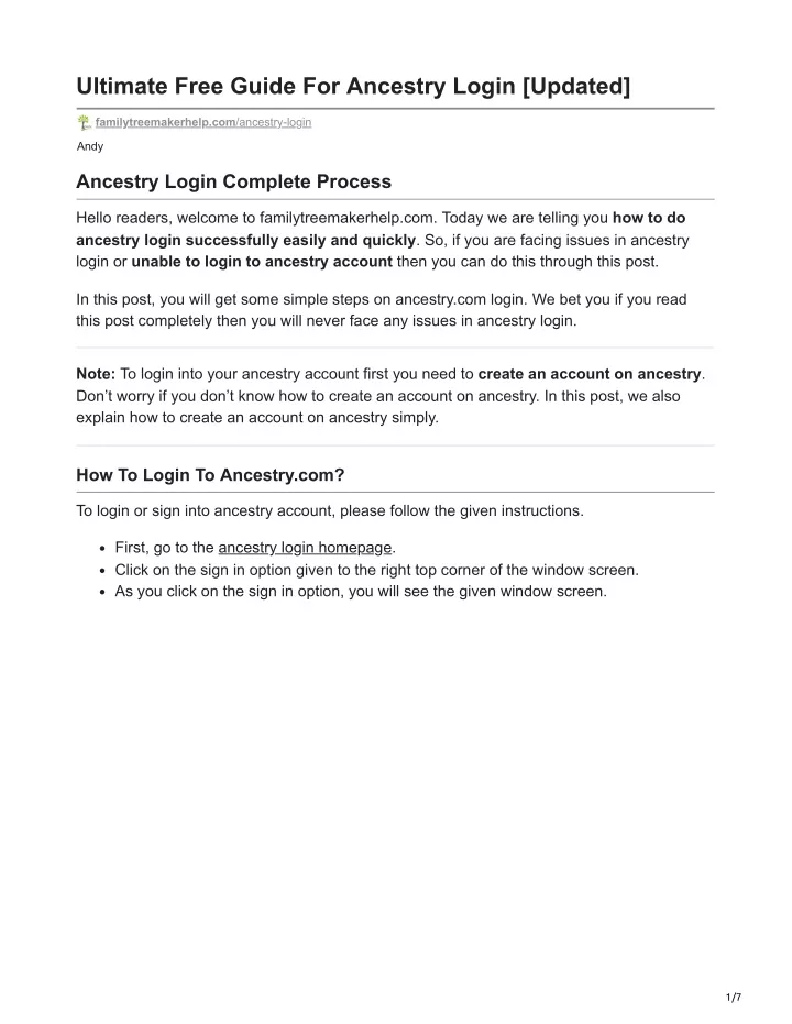 ultimate free guide for ancestry login updated