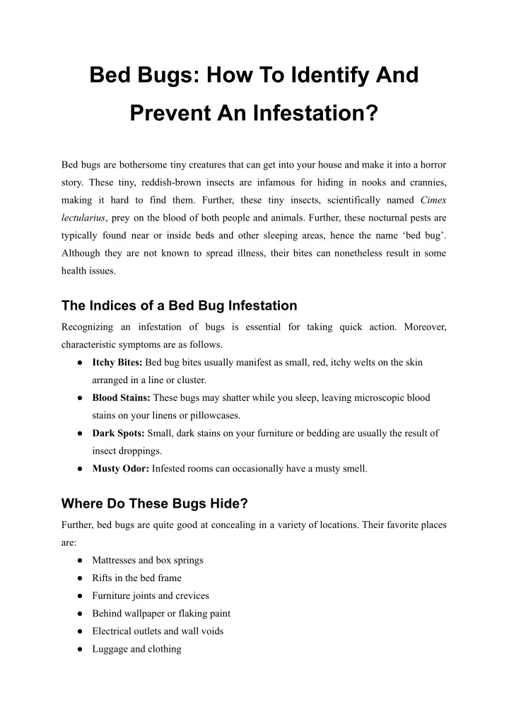 PPT - Bed Bugs_ How To Identify And Prevent An Infestation PowerPoint ...