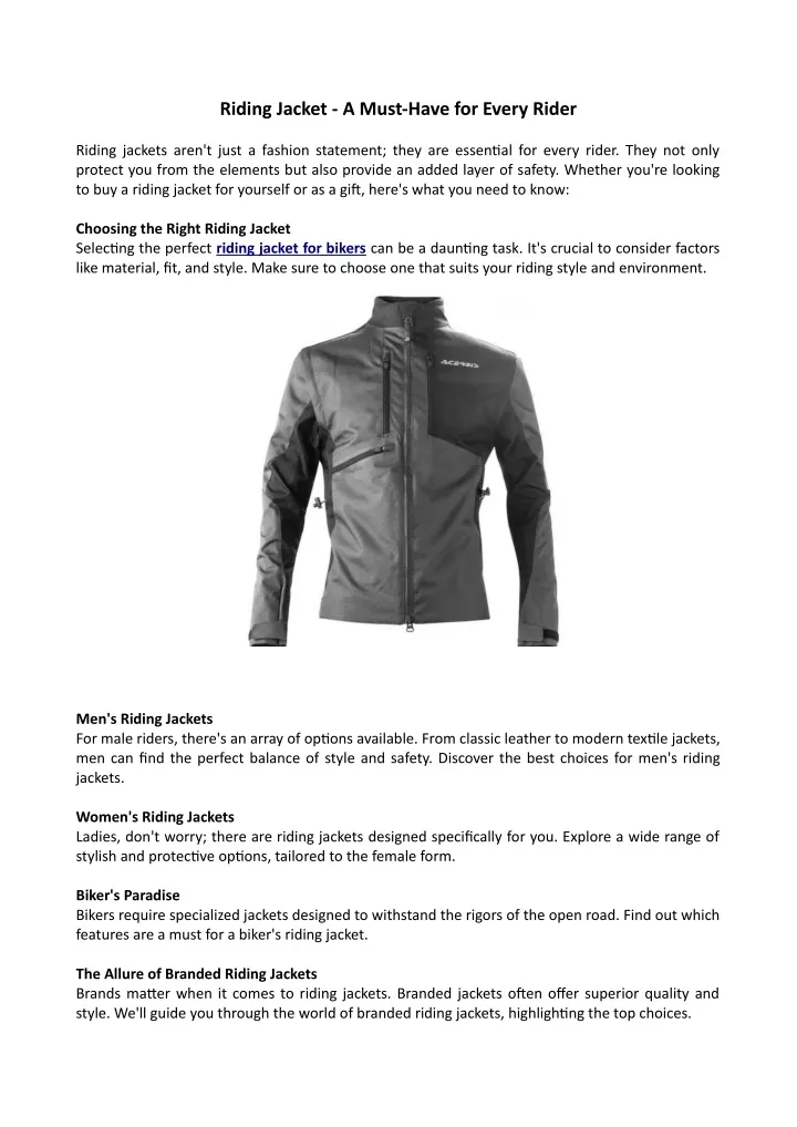 riding jacket a must have for every rider