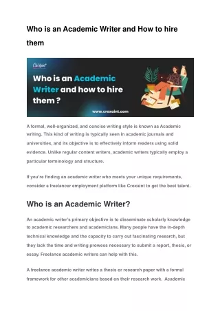 Who is an Academic Writer and How to hire them