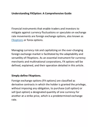 Understanding FXOption